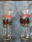 Budweiser Clydesdale Holiday Pilsner Beer Glass Tall Christmas Horse 1989 Set