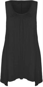 Lange TUNIKA WESTE Damen-T-Shirt mit Hankey Saum ärmellosem Schaufelausschnitt bedruckt TOP 8-26 - Bild 1 von 22
