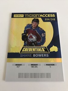 NHL Card,Shane Bowers,Ticket Access xxx/249,Credentials 2020-21,Colorado