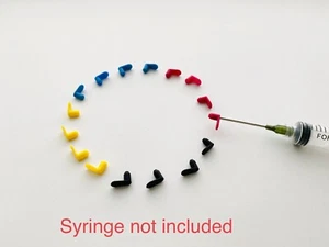 Canon HP EPSON CISS CIS -Tabbed Rubber Cart Plugs COLOR-Lot of 16 C-M-Y-BK - Picture 1 of 3