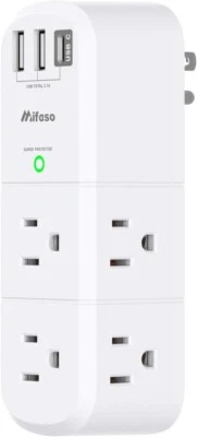 Multiple Plug Outlet Extender, 6 Wall Outlets and 3 USB Ports (2 USB C), Multi O - Image 1 of 4