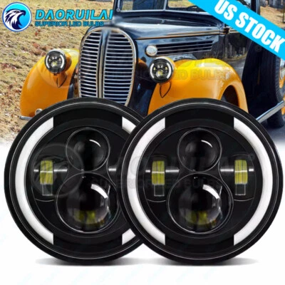 Faro LED redondo de 7 pulgadas Halo DRL intermitente 2 piezas para camioneta Ford de 1/2 3/4 toneladas Foto 1 de 4