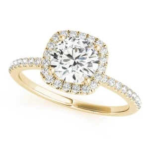 1.33 Ct Round Cut Lab Created Diamond Engagement Wedding Ring 14K Yellow Gold - Picture 1 of 8