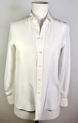 Designer Authentic Saint Laurent Cream Silk Button Up Blouse Shirt sz 36 / US 4 - Image 1 of 4