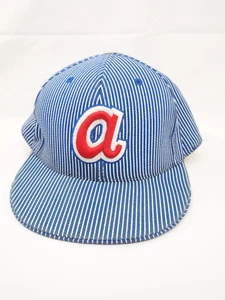 American Needle Cooperstown Atlanta Braves Blue Pinstripe Fitted Cap Size 7-5/8 - Picture 1 of 6