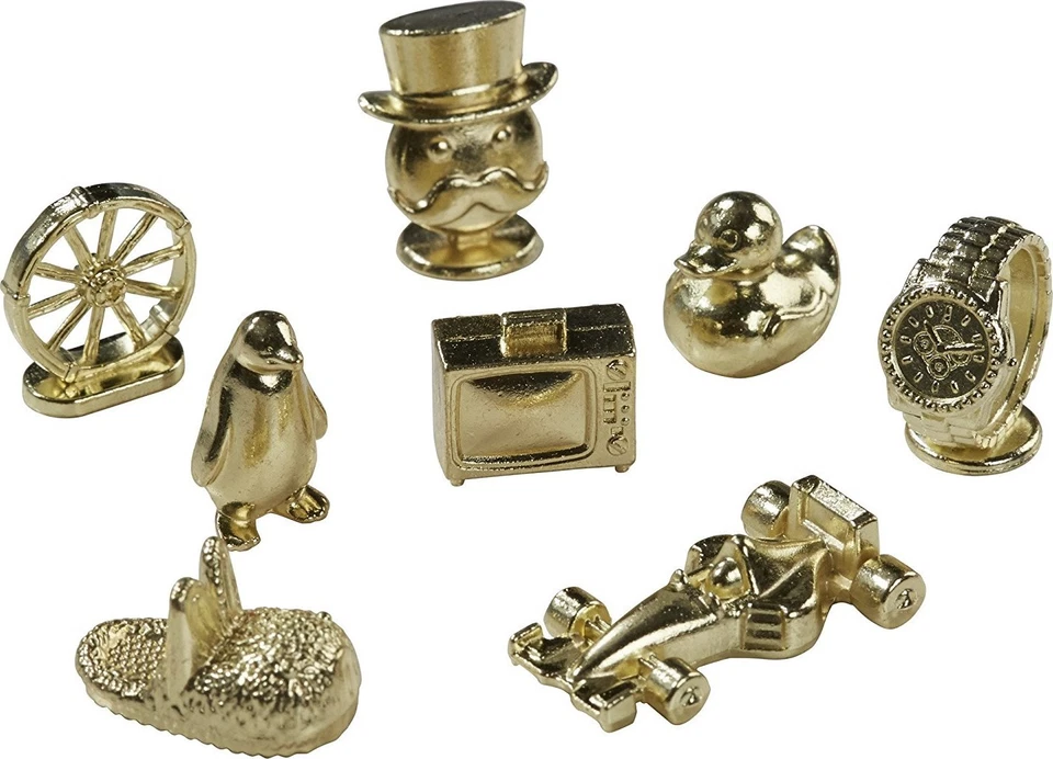 Monopoly Token s Gold Pieces Choose Duck Car Wheel Penguin TV Emoji Watch Bunny - Image 1 of 1