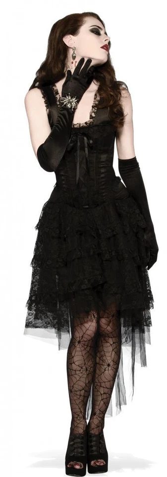 Black as Night Lace corset Dress adult womens Halloween costume witch gothic - Image 1 of 1