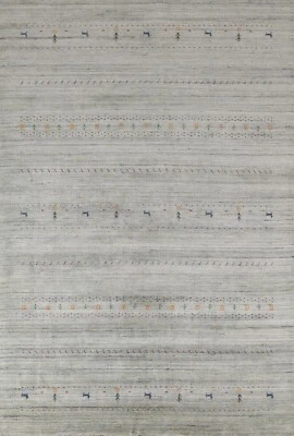 Little Animal Design Gray Gabbeh Tribal Area Rug 7'x10' Wool Hand-knotted Carpet - Image 1 of 4