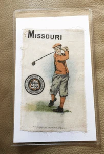 c1910s Murad Cigarettes Tobacco Golf Silk: UNIVERSITY of MISSOURI Golfer; S-22 - Picture 1 of 1