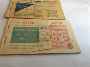 Vintage British Motor & Cycle Fuel Ration Books Post World War II Car Is Full - Foto 1 di 8