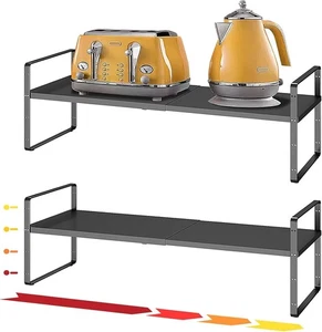 16,5 ~ 27,1" Erweiterbar Regal Organizer, 2er Pack 8,1" Breit Stapelbar Schrank Regal O - Bild 1 von 7