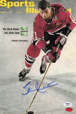 Foto autógrafa firmada por Stan Mikita Blackhawks 8x12 automática PSA/DNA AK69265 Foto 1 de 2