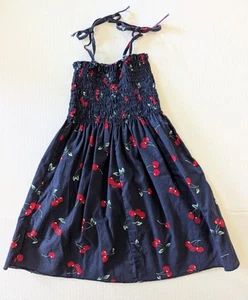 Kleinkind Mädchen Marine & Kirschen ärmelloses Sommerkleid Größe: 110/4 - 5T - Bild 1 von 8