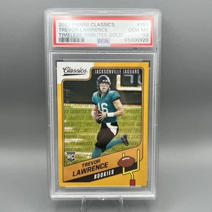 2021 Classics Timeless Tributes Trevor Lawrence RC Gold /99 PSA 10 Jaguars - Bild 1 von 3