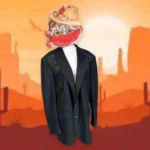 HOT ROD VTG ULTRA SUEDE SUIT JACKET BLAZER COUNTRY WESTERN ROCKABILLY PUNK  48L - Picture 1 of 8