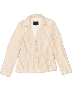 COAST Womens 2 Button Blazer Jacket UK 12 Medium Beige Striped Cotton BA50 - Picture 1 of 3