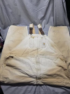 Mono con tirantes vintage Carhartt Duck XL lona natural hecho en EE. UU. doble rodilla años 90  - Imagen 1 de 11