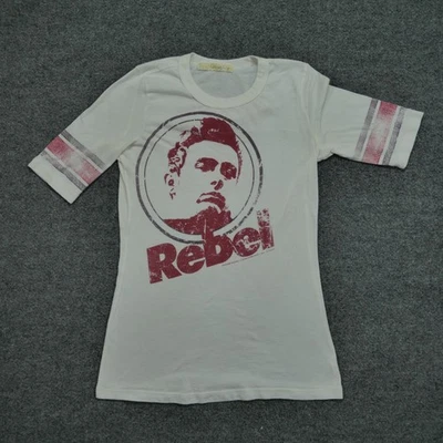 Vintage James Dean Rebel T Shirt Womens Medium White Baseball Y2K - Image 1 of 4