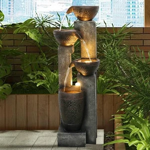 Fuente de agua de jardín exterior de 4 niveles para decoración fuente de resina para jardín hogar - Imagen 1 de 7