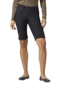 Hue Women's Black Cuffed Essential Pull-On Denim Shorts Size XS - Picture 1 of 1