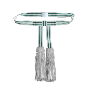 Schärpenquasten mit fester Schleife – silber mit grün Streifen Gürtel (120cm) - Picture 1 of 1