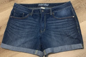 Womens Faded Glory Jean Shorts Rolled Cuff Size 16 Blue Stretch Denim 5-Pocket - Picture 1 of 14