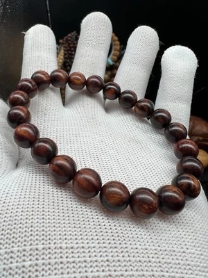 Pulsera Hainan Huanghuali China 100% Natural 10mm海南黄花梨圆珠手串 Foto 1 de 4