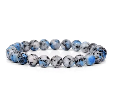 Brazalete elástico piedra jaspe azurita natural K2 8 mm piedras preciosas hecho a mano curación Foto 1 de 4