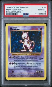 1999 POKEMON BASE SET SHADOWLESS #10 MEWTWO-HOLO PSA 8 - Picture 1 of 2