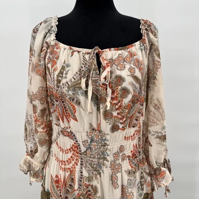 Vestido en Niveles Higo y Flor Talla Mediana Floral Anthropologie Campesino Boho Foto 1 de 4