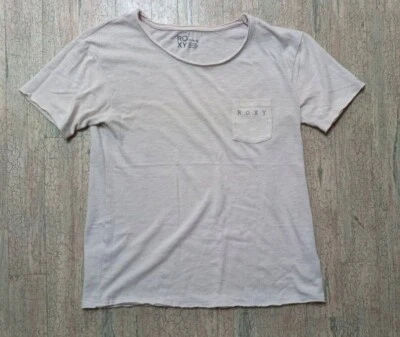 ROXY Surf Club Medium T-shirt Light Peach with Worn Beach Collar & Sleeve Style - Image 1 of 4