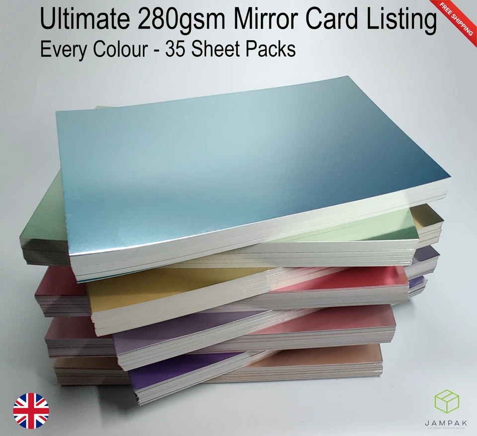 Mirror card. 35 Sheet Packs A4 280gsm Mix Colours Highest Quality,Arts & Craft. - Image 1 of 1