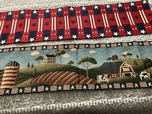 Set of 2 Americana Table Runners Farmhouse 13”x 68”/ Stars & Strips 13” x 55” - Picture 1 of 7