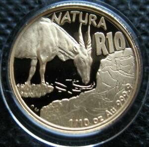 South Africa 10 Rand 2007 Gold Proof Coin Natura Series Eland Drinking Water