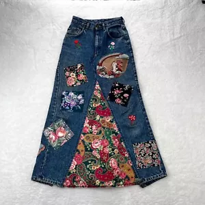Falda De Colección Patchwork Para Mujer Mediana Lee Denim Boho Reciclada Años 90 Floral Psicodélica - Imagen 1 de 24