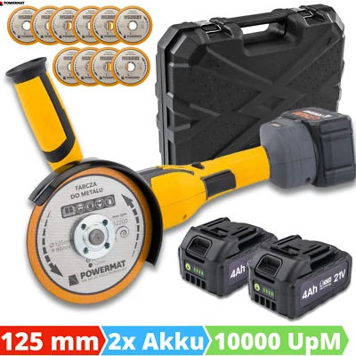 Akku Winkelschleifer Schleifgerät 125mm Trennschleifer Trennscheiben Koffer Set - Bild 1 von 4