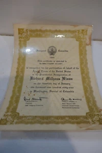 Certificado del Comité Inaugural 1969 Presidente de las Fuerzas Armadas de los Estados Unidos Richard Nixon - Imagen 1 de 4