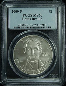 2009-P PCGS MS70 Louis Braille $1 Commemorative Dollar - Picture 1 of 1