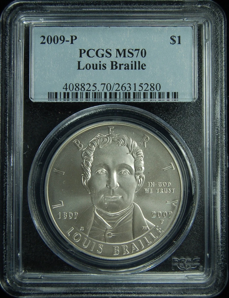2009-P PCGS MS70 Louis Braille $1 Commemorative Dollar - Image 1 of 1