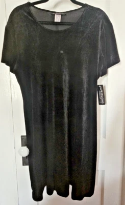 NOVO COM ETIQUETAS IMPRESSIONS WORKSHOP vestido feminino tamanho M veludo preto/veludo feito no México VTG - Imagem 1 de 4