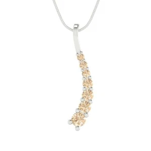 Colgante de oro blanco 14 K de morganita natural de corte redondo brillante de 0,48 quilates - cadena de 18 - Imagen 1 de 6