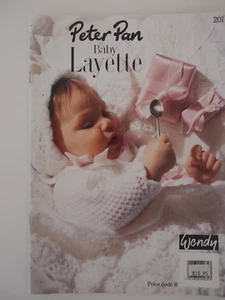 Peter Pan Baby Knitting Pattern Book - BABY LAYETTE - DK & 4Ply shawl gown top + - Picture 1 of 4