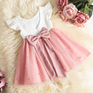 Dress Cute Bow Princess Dresses for Toddler Infant Party Dress Christening Gown