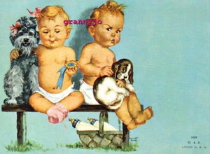 Arte de calendario de 1940, litografía de bebé, titulada One Won, por Charlotte Becker - Imagen 1 de 6
