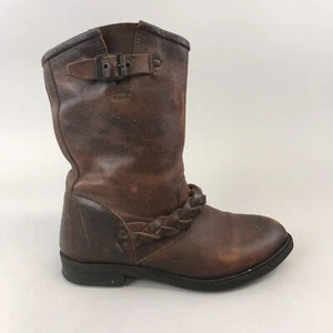 H By Hudson Brown Distressed Leather Ankle Pull On Biker Rider Boots EU36 UK3 - Picture 1 of 11