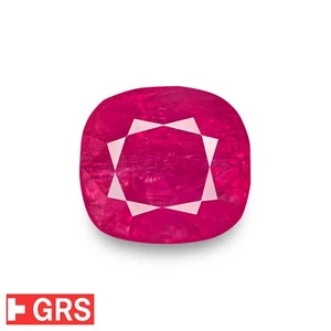 GRS Certified BURMESE Ruby 10.51 Ct. Natural Untreated CUSHION Collector Grade - Picture 1 of 10