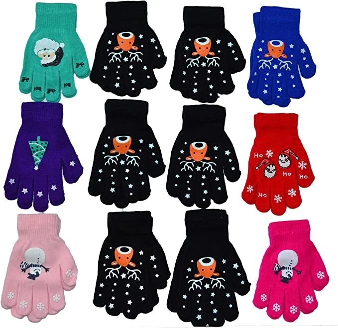Niño Niña Niños Magic Grabber Niños Invierno Tejido Cálido Acogedor Guantes Regalo 12 PK Foto 1 de 1
