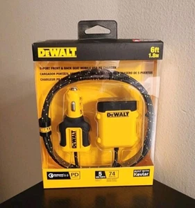 Neu Dewalt DXMA1410475 Auto-Ladegerät 141 0475 DW2 schwarz/gelb 5 USB-Anschlüsse - Bild 1 von 2