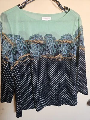 Top Charter Club para mujer talla mediana verde estampado cachemira barra cuello redondo Foto 1 de 4