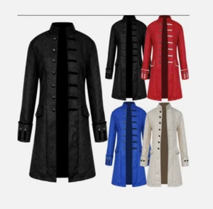 Mens Retro Gothic Jacket Frock Coat Steampunk Victorian Morning Steampunk UK - Picture 1 of 27